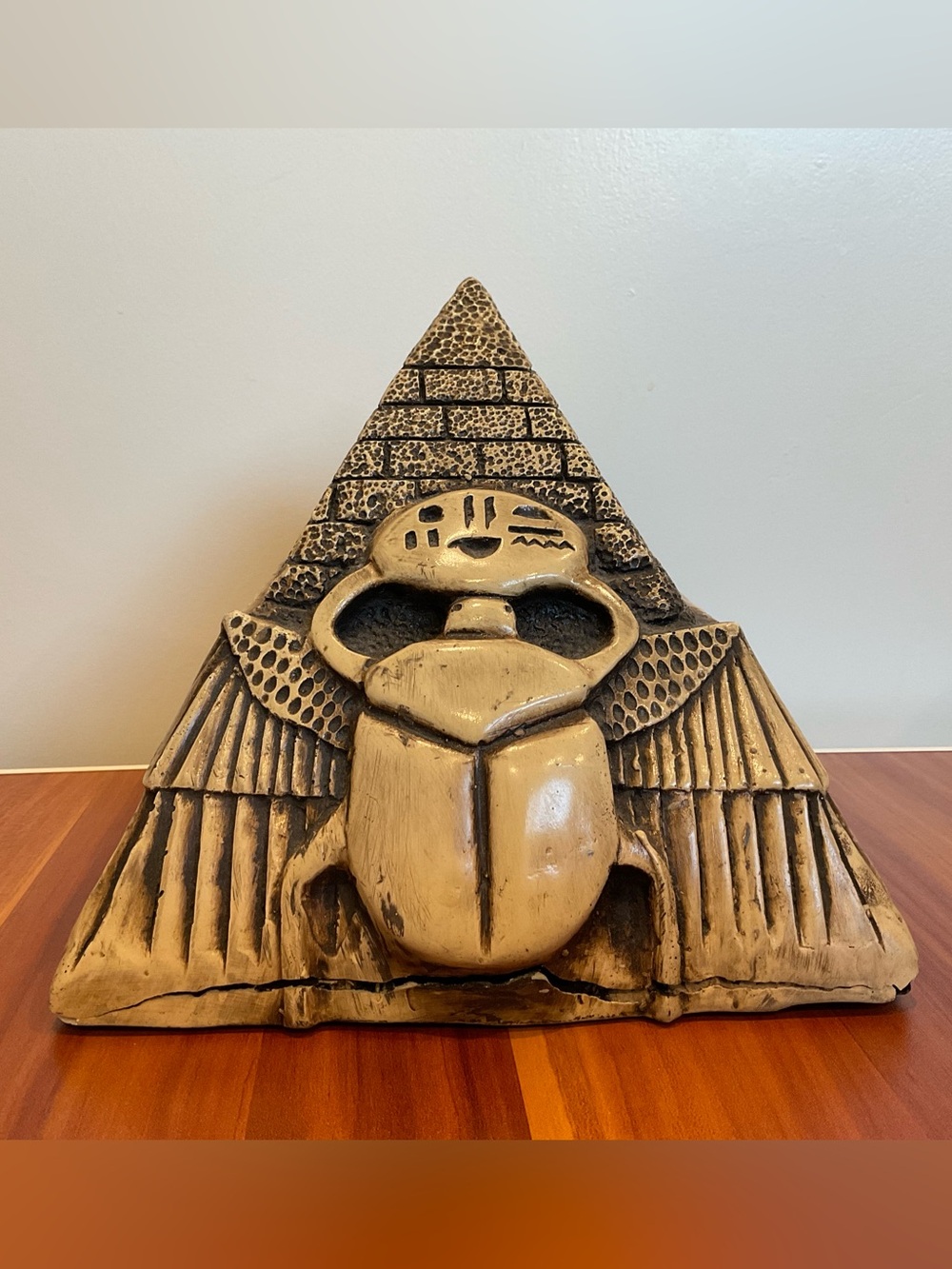 Gold Egyptian Scarab Pyramid Wall Art Sculpture